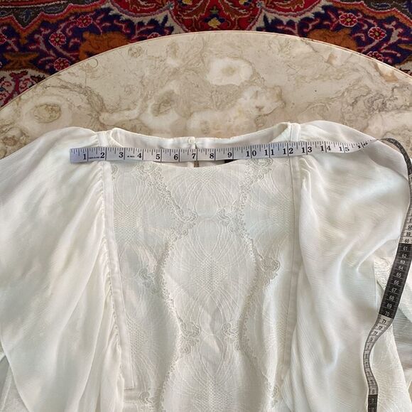Massimo Dutti White Lace Overlay & Chiffon Boho Blouse - Picture 11 of 13